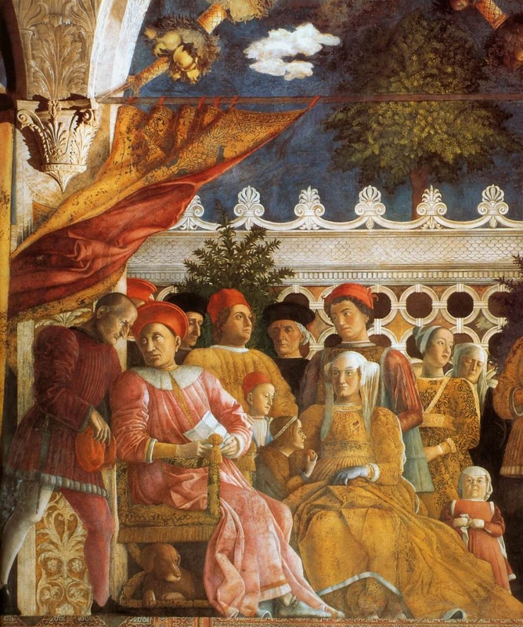 north wall of the Camera degli Sposi, a Mantegna masterpiece in Mantua Italy 