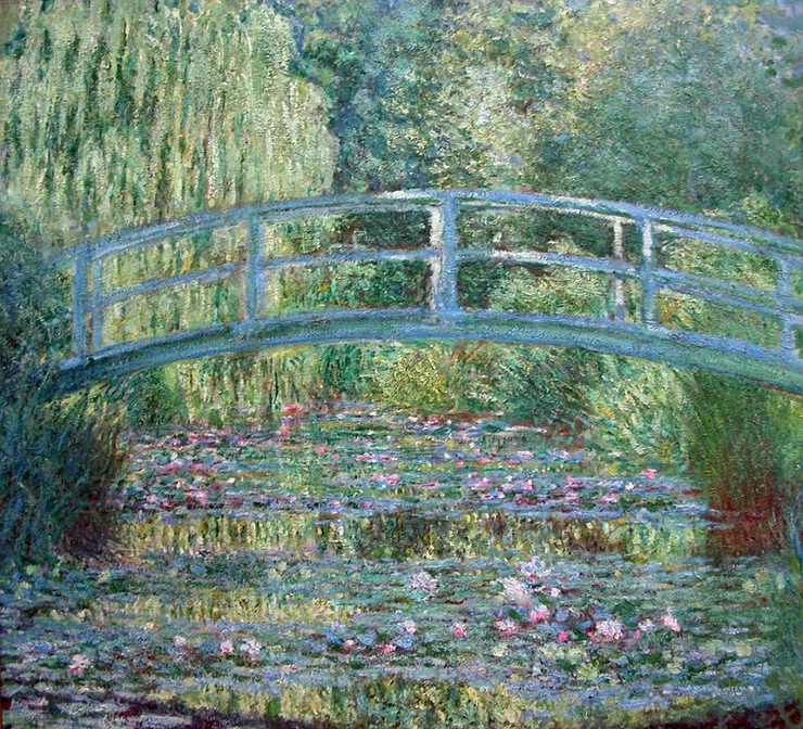  A painting of the real bridge at Giverny in the Musee D'Orsay: Claude Monet, 1899, Nympheas Water Lily Basin Green Harmony