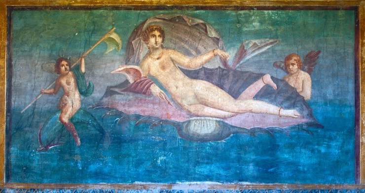 Venus in a Shell fresco in the ancient ruins of Pompeii