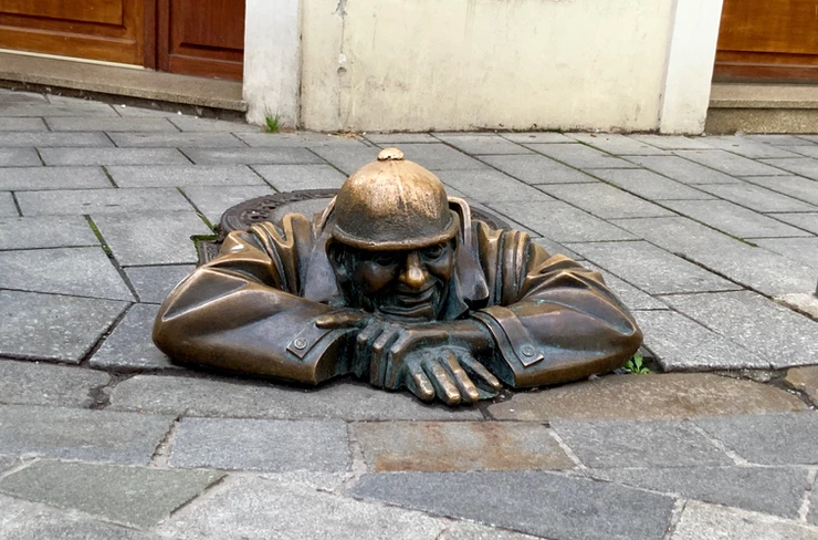 Bratislava's "Man at Work" sculpture