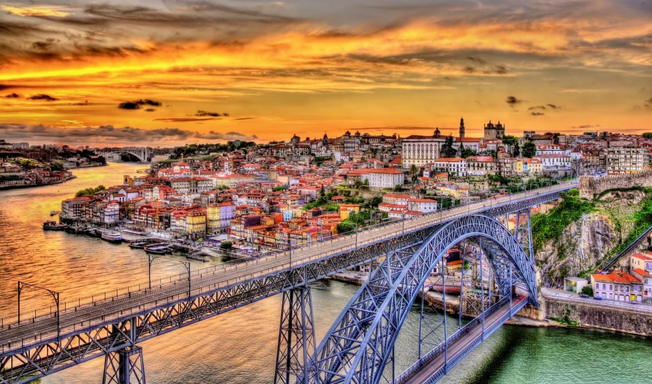 view of Porto and the Dom Luis Bridge