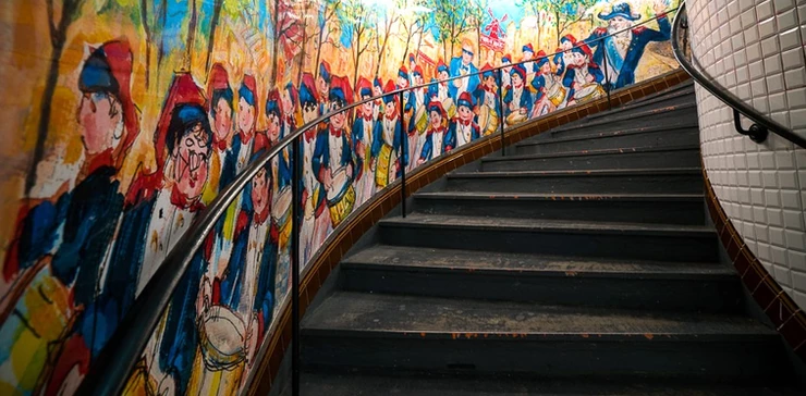 paintings in the Abbesses metro station in Montmartre
