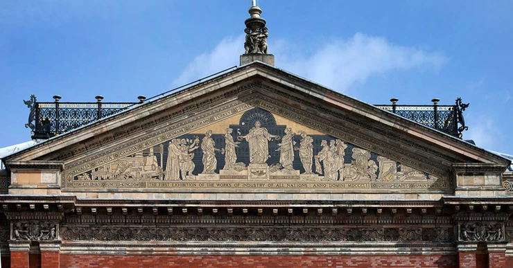 pediment of the Theater Facade at the Victoria & Albert Museum