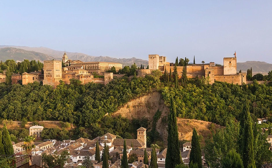 hilltop setting of the Alhambra, a must visit attraction in Granada Spain