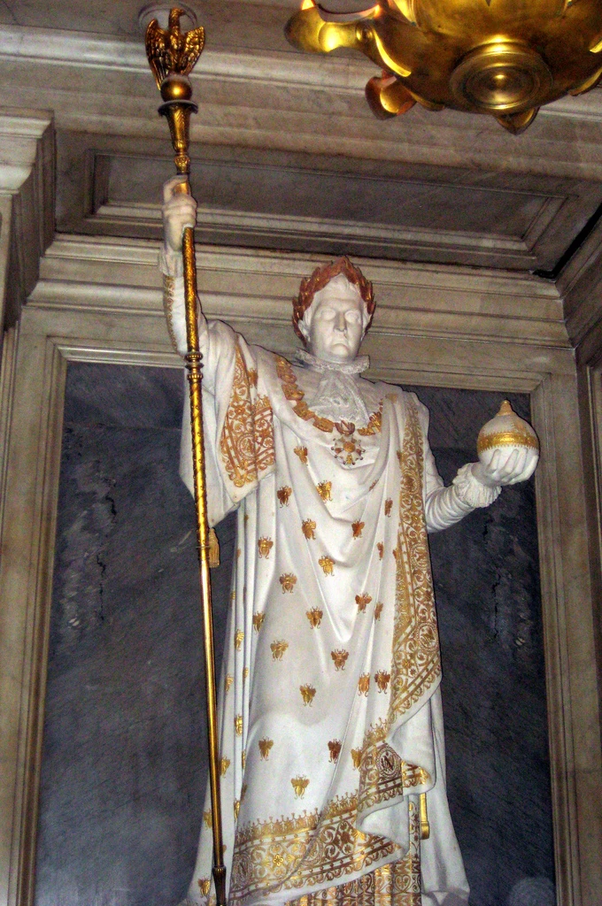 the definitely not life size statute of Napoleon in the crypt of the royal chapel