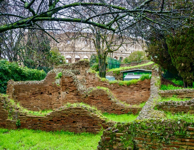 remains of ancient walls of Domus Aurea