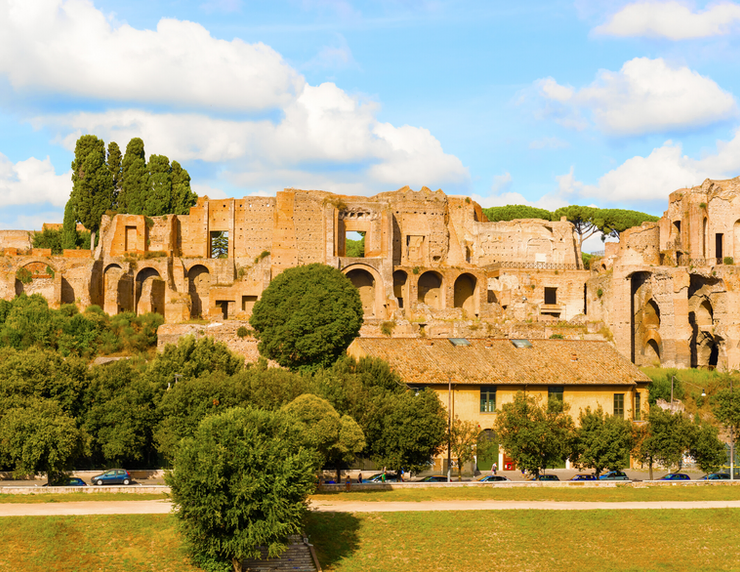 view of Palatine Hill from the Circus Maximus
