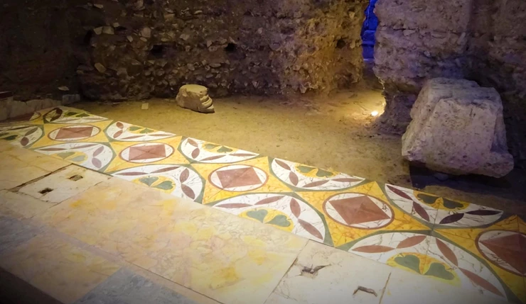 inlaid marble floors from Emperor Nero's first Palace, Domus Transitoria 