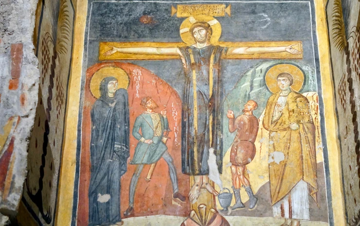 the Crucifixion in the Theodotus Chapel of Sant Maria Antiqua in the Roman Forum
