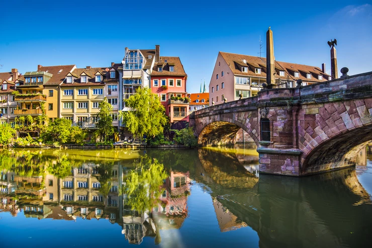 the old town of Nuremburg on the Pegnitz River