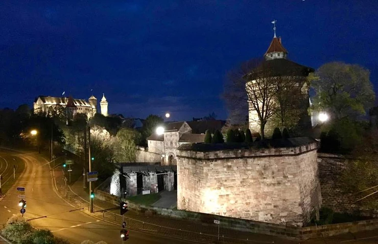 Nighttime view from my Air Bnb in pretty Nuremberg. 