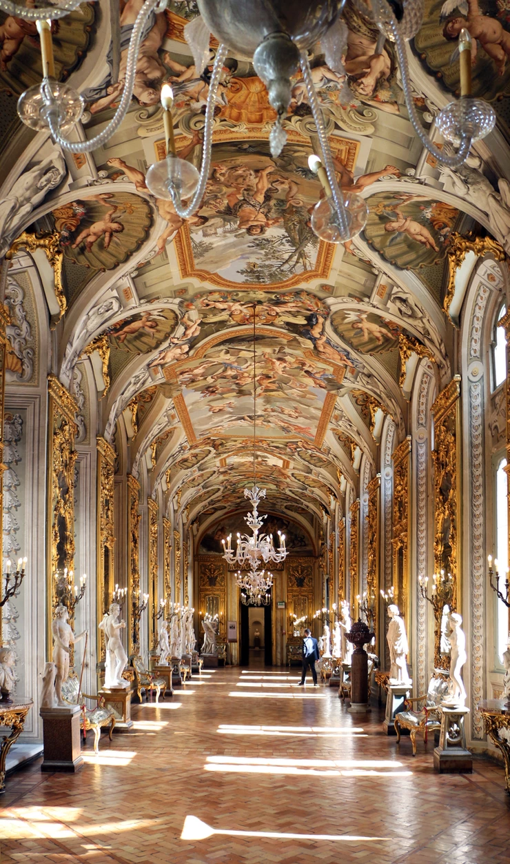the beautiful Gallery of Mirrors in the Doria Pamphilj