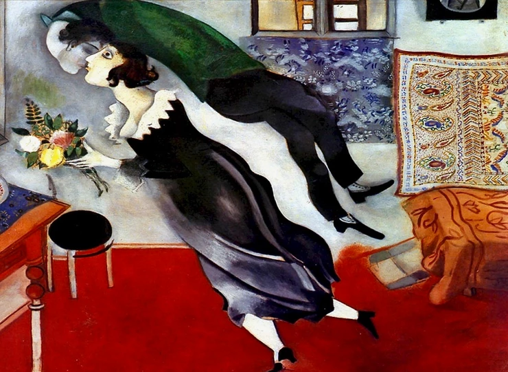 Marc Chagall, The Birthday, 1887, a gorgeous painting in Bilbao's Guggenheim Museum