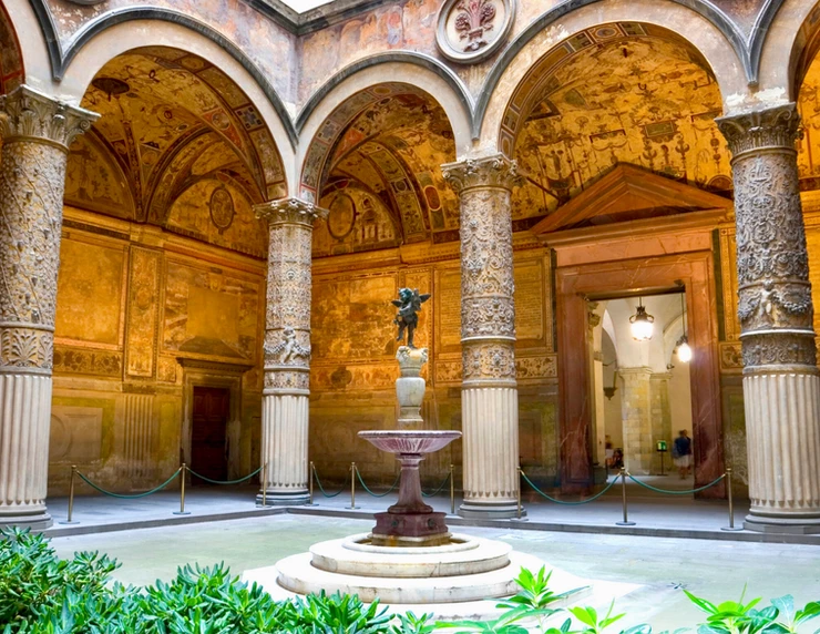 Palazzo Vecchio courtyard, with Verrocchio's famous putti statue