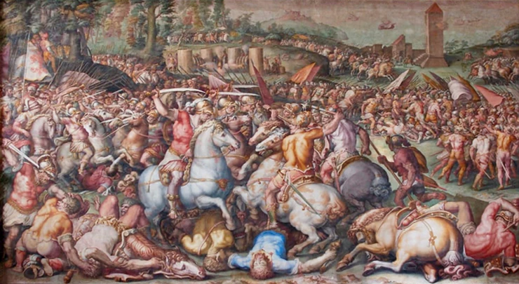 Vasari fresco the Defeat of the Pisans in the Hall of Five Hundred