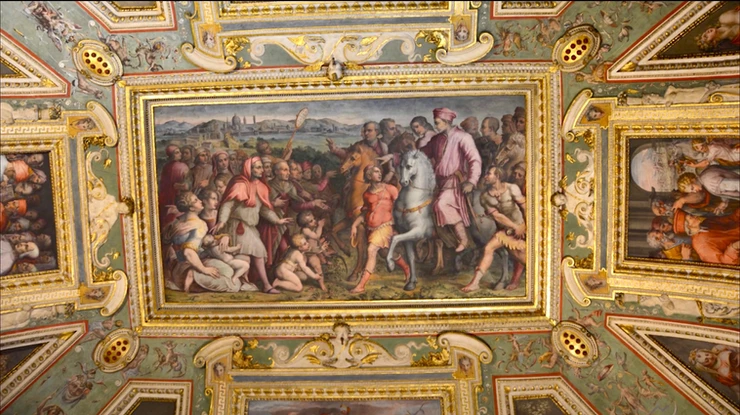 frescos in the Leo X room of the Palazzo Vecchio