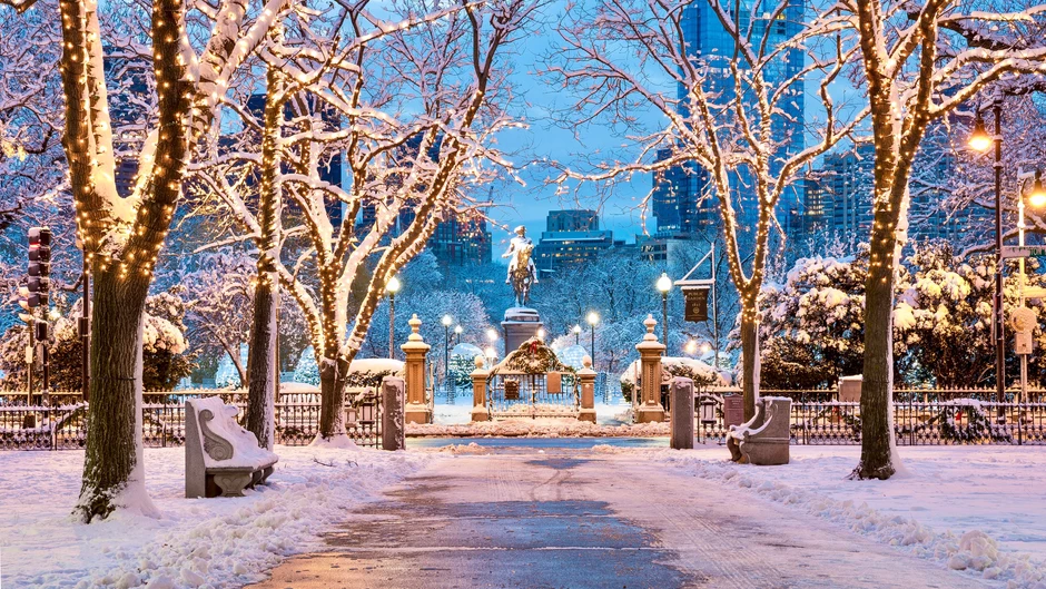 Boston Public Garden in winter
