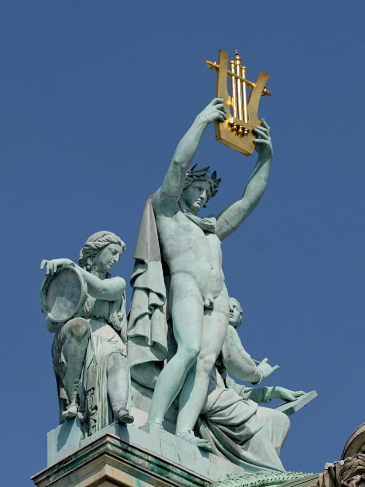 at the very tip top of the Pairs Opera you'll see Apollo holding up a lyre