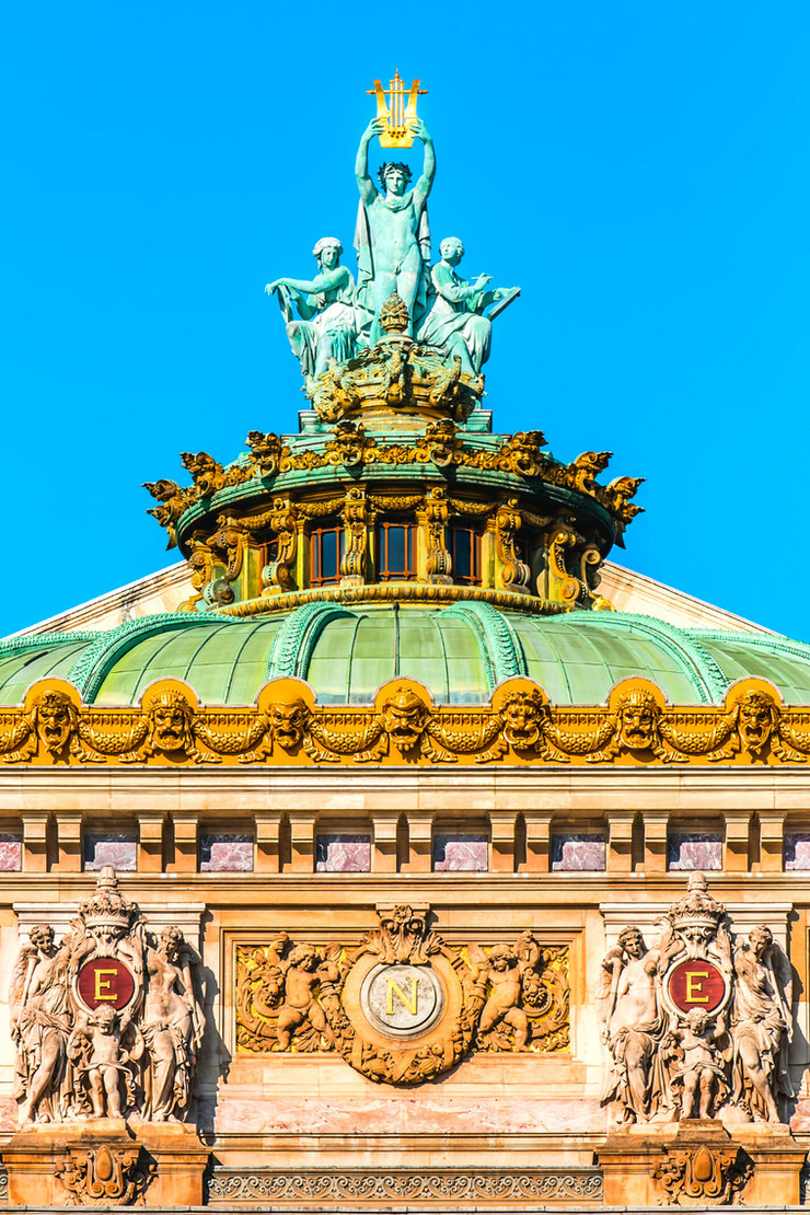 Opera Garnier rooftop with Apollo sculpture