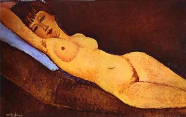 Amedeo Modigliani. Reclining Nude with Blue Cushion (1917) -- purchased for $118 million in 2012