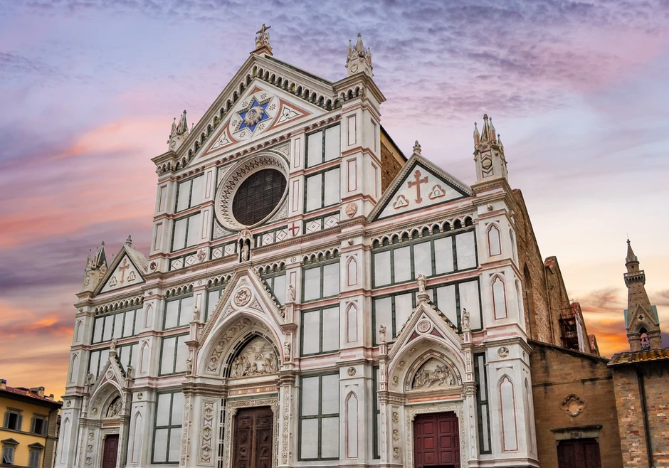 the neo-Gothic facade of the Basilica of Santa Croce