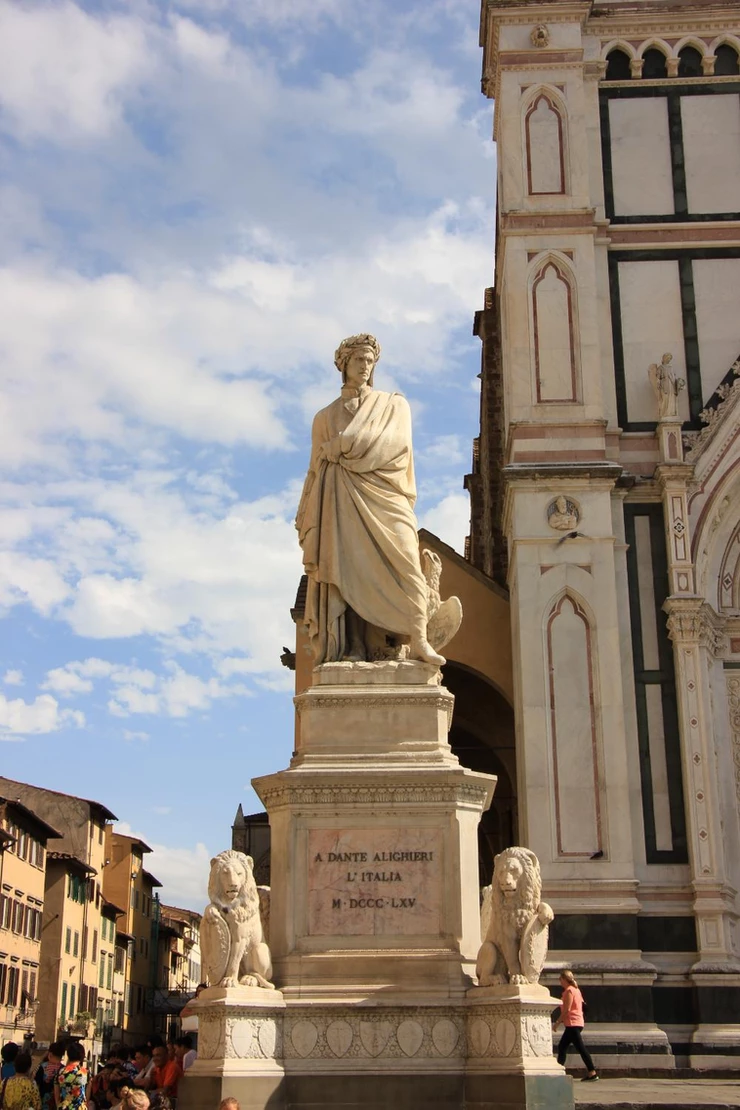 statue of the poet Dante outside Santa Croce