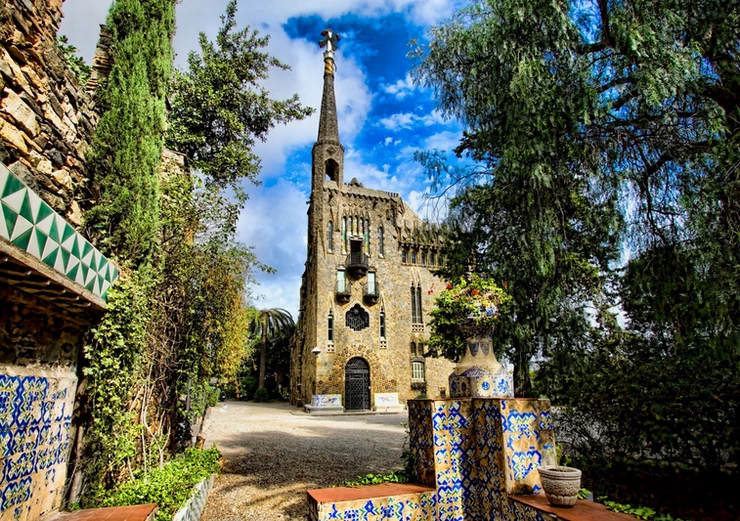Gaudi's Torre Bellesguard in the Sarria neighborhood of Barcelona