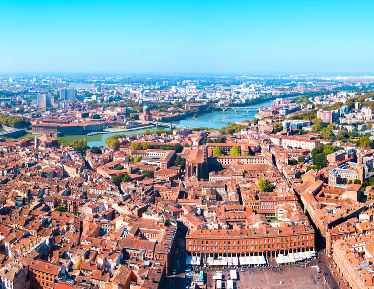 cityscape of beautiful Toulouse, sun underrated small city in Europe