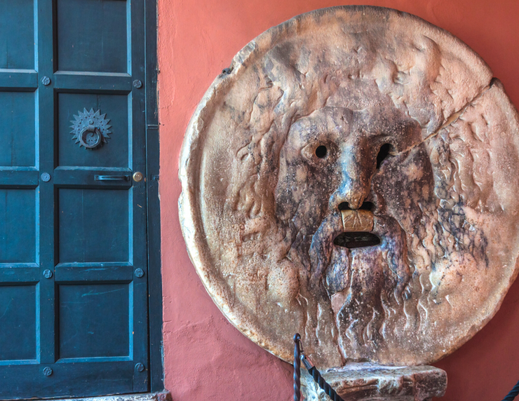 the Mouth of Truth -- sculpture, drain cover, or fountain decoration?