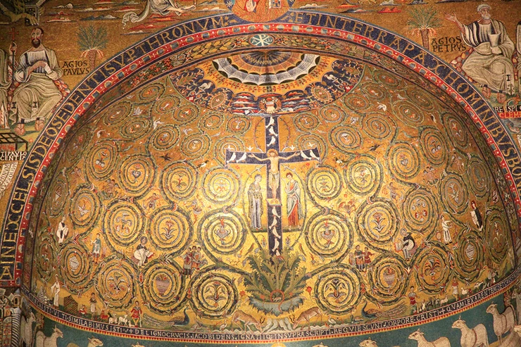 gold mosaics in the apse of San Clemente