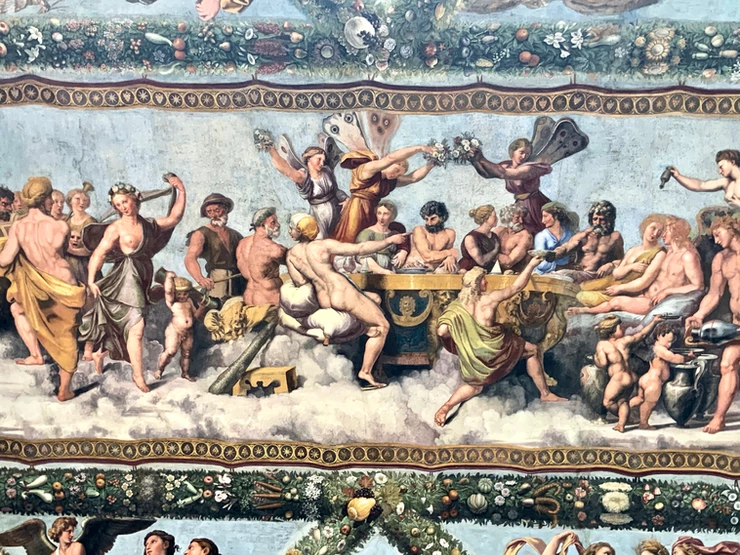 Raphael's fresco of the wedding feast of Cupid and Psyche in Villa Farnesina