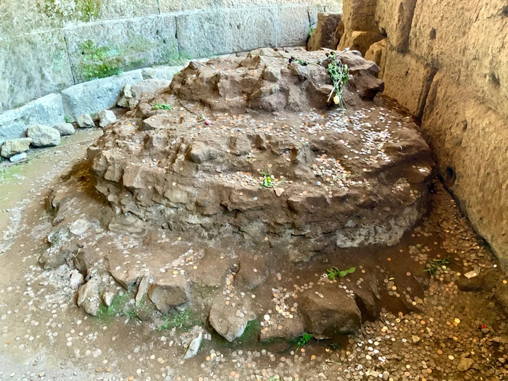 the ruins of Julius Caesar's grave in the Roman Forum