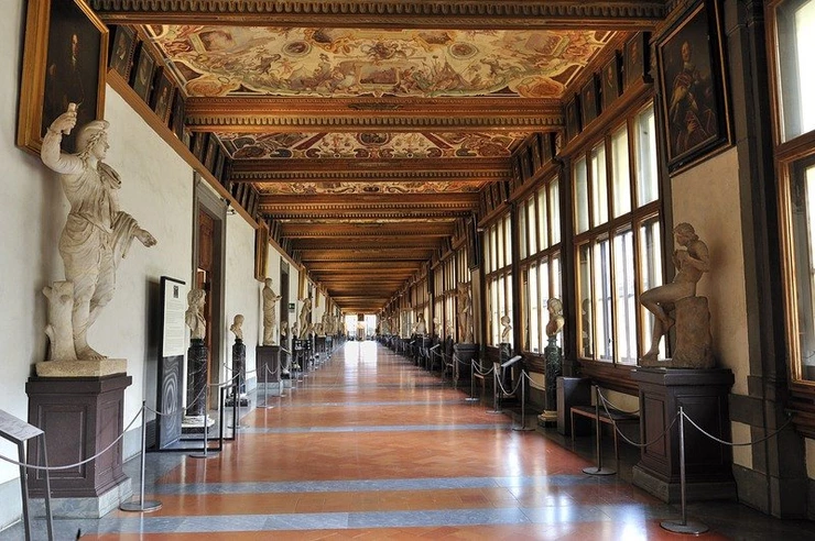 East Corridor of the Uffizi, decorated with grotesque frescos