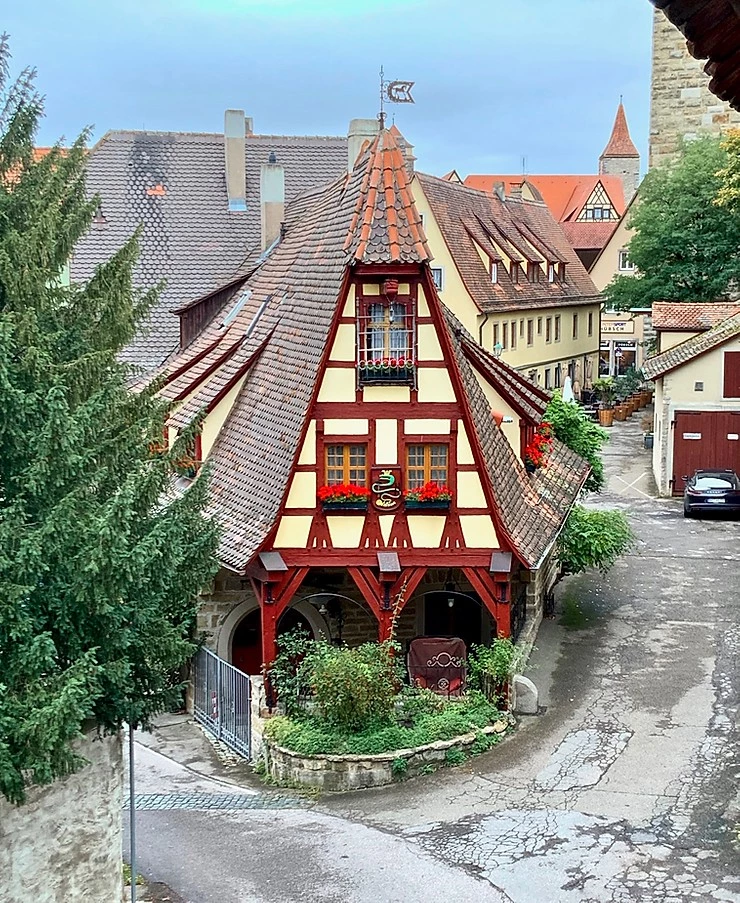 the old Blacksmith's Shop, as seen from the city walls of Rothenburg