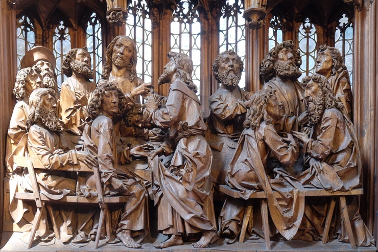 Tilman Riemenschneider, the Last Supper woodcarving in the Altar of the Holy Blood, 1501-05 -- one of Europe's most famous woodcarvings