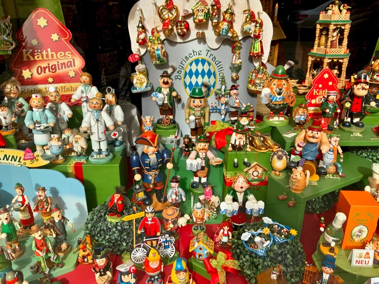 Christmas ornaments in the Kathe Wohlfahrt Shop in Rothenburg ob der Tauber Germany