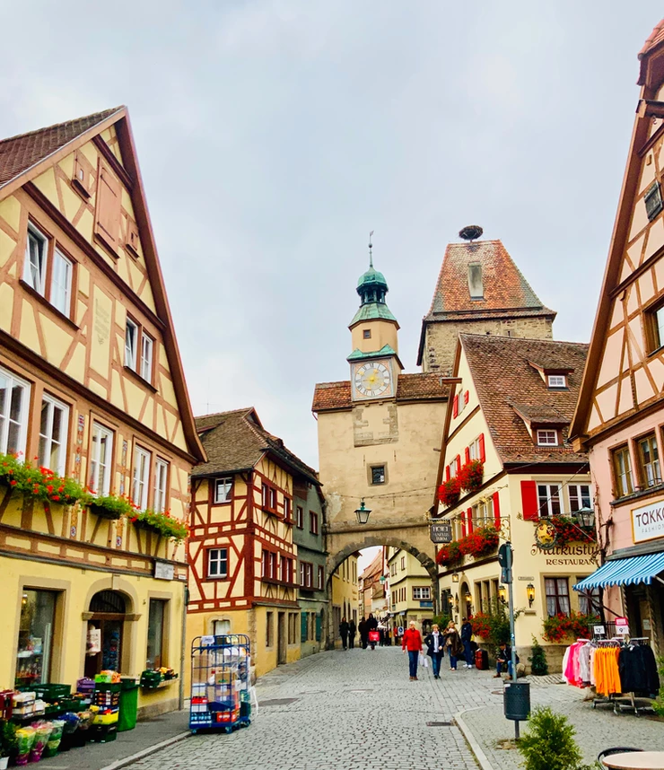 pretty street in Rothenburg ob der Tauber in Bavaria