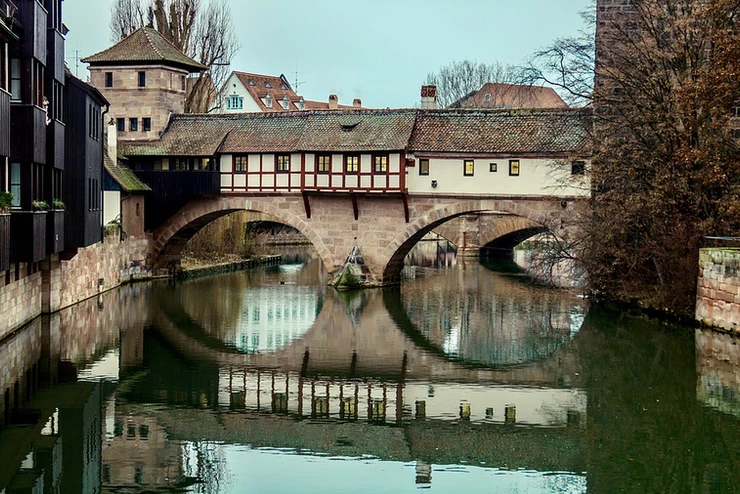 medieval Hangman's bridge in the old town of Nuremburg