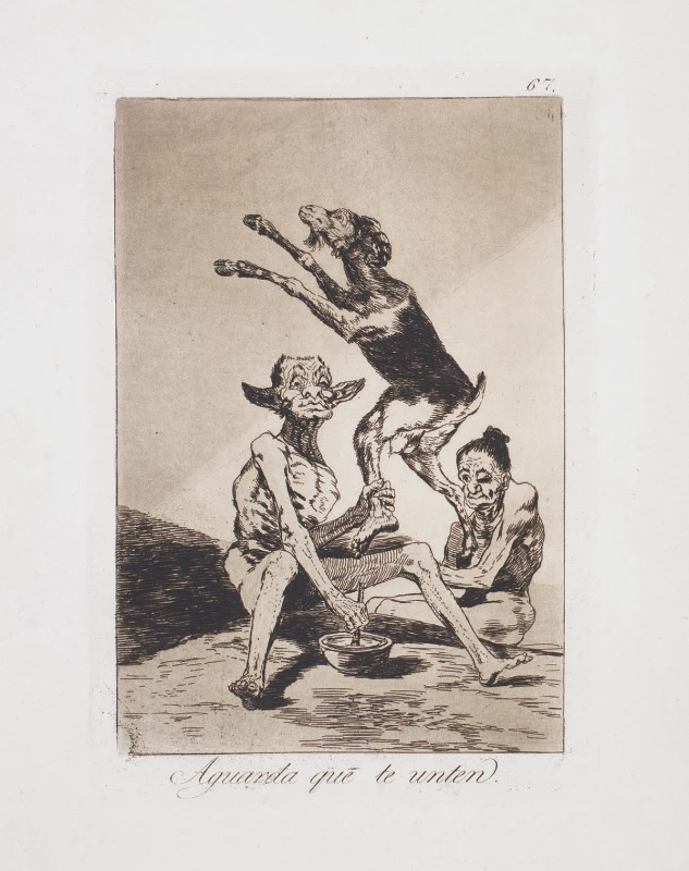 “Wait Till You’ve Been Anointed,” 1799, Etching from Francisco Goya’s “Los Caprichos” series.