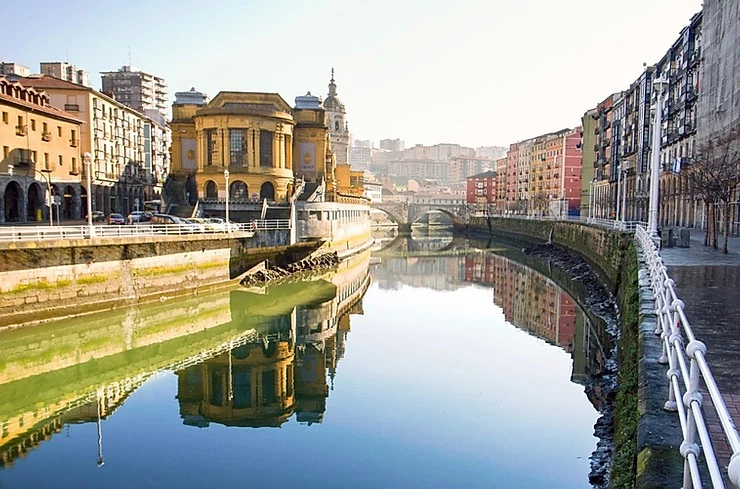 the Nervion River in old town Bilbao