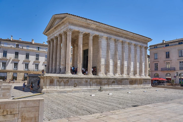 Maison Caree, an ancient Roman temple in Nimes France