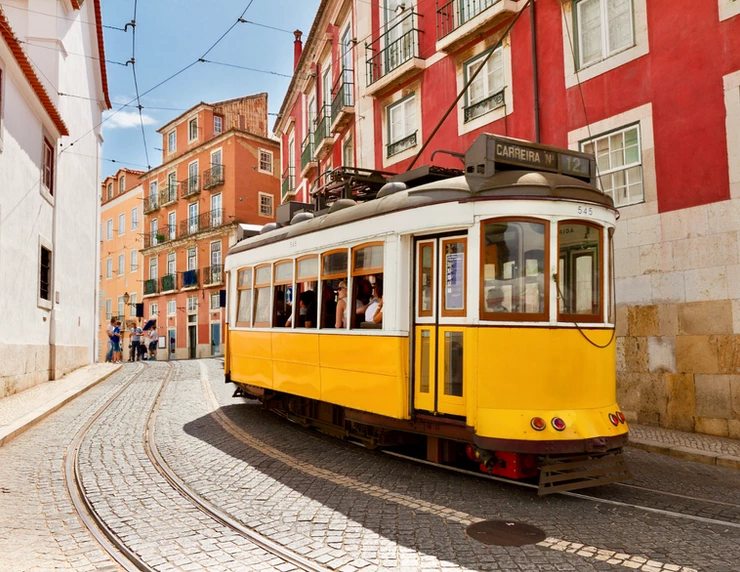 Tram 28 on its way through Lisbon