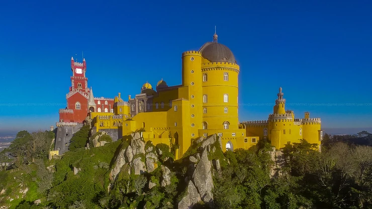 Sintra's dazzling 19th century romantic palace, Pena Palace in Sintra Portugal