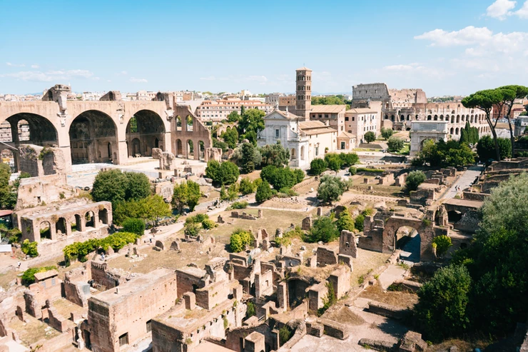 aerial view of the Roman Forum