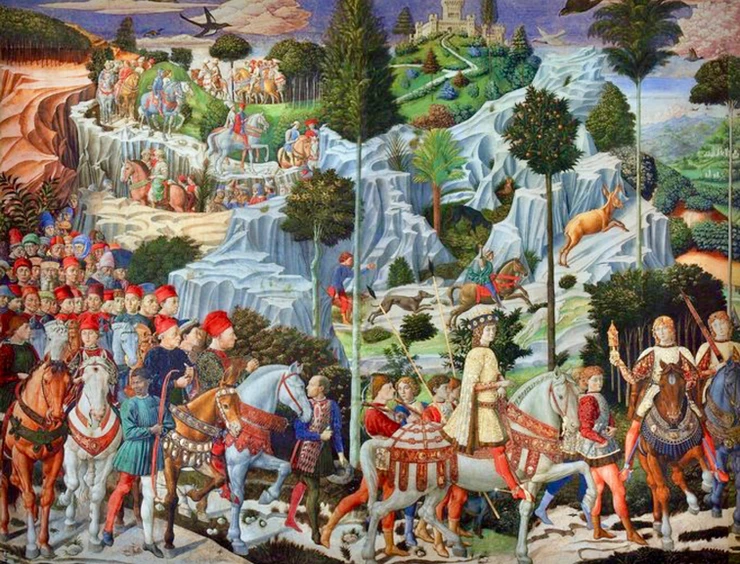 Benozzo Gozzoli frescos in the Chapel of the Magi of the Riccardi Palace, commissioned by Cosimo the Elder