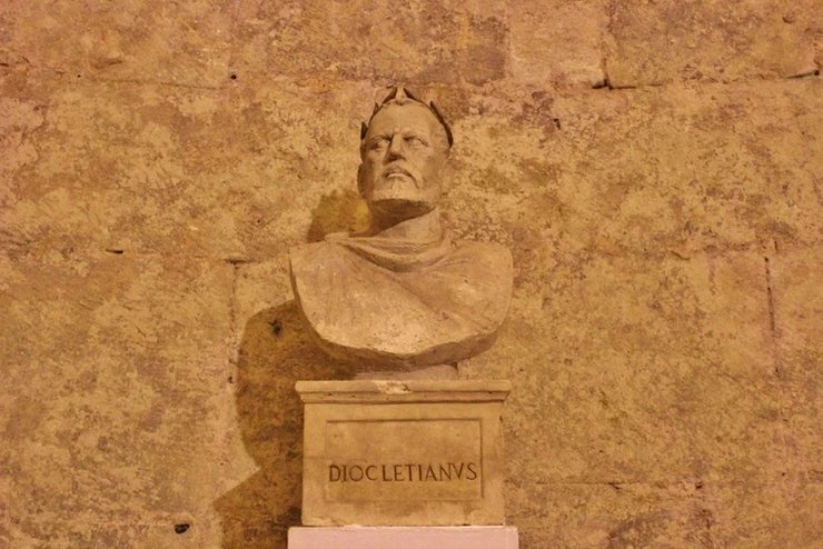 a statue of the Roman Emperor Diocletian in his palace