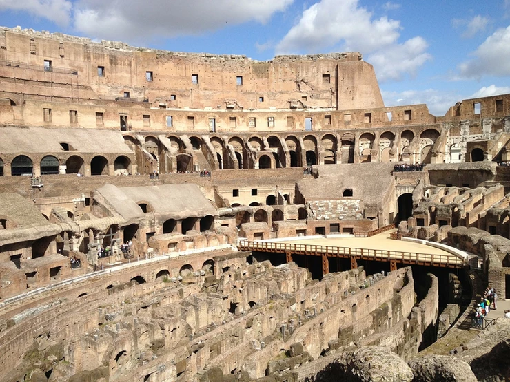 view of the Colosseum tiers and the hypogeum