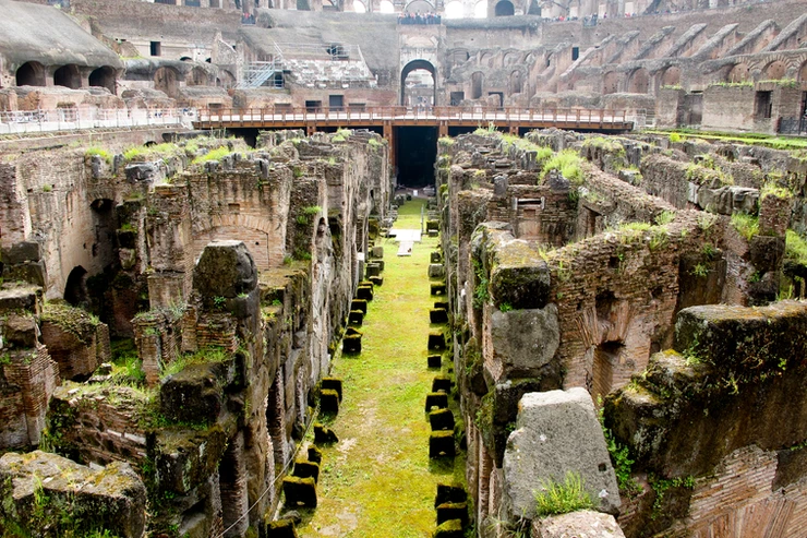 the exposed hypogeum of the Colosseum