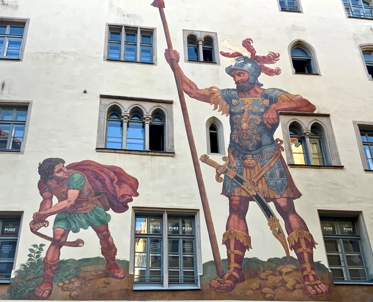 the David and Goliath mural on Goliathstrasse