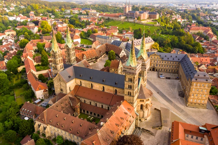 aerial view of Bamberg Cathedral, now under renovation